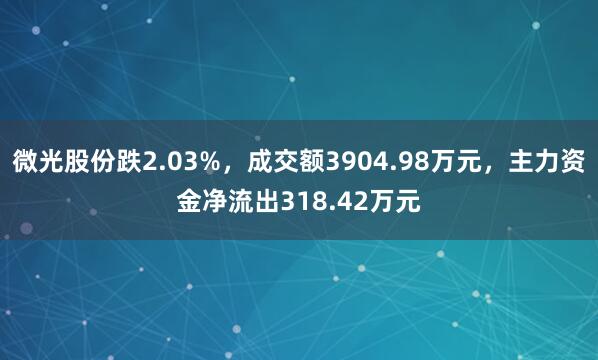 微光股份跌2.03%，成交额3904.98万元，主力资金净流出318.42万元