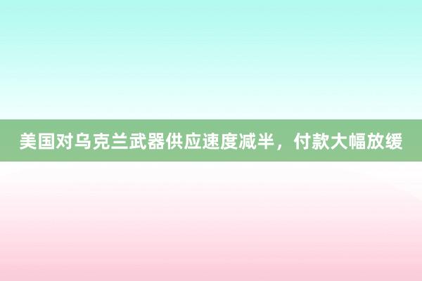 美国对乌克兰武器供应速度减半，付款大幅放缓
