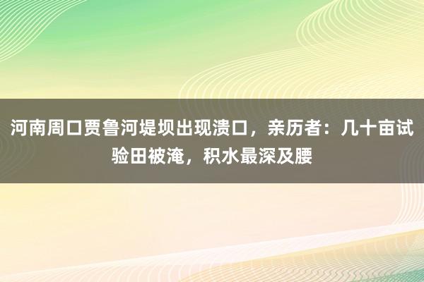 河南周口贾鲁河堤坝出现溃口,亲历者:几十亩试验田被淹,积水最深及腰