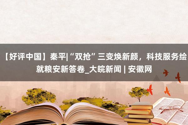 【好评中国】秦平|“双抢”三变焕新颜，科技服务绘就粮安新答卷_大皖新闻 | 安徽网