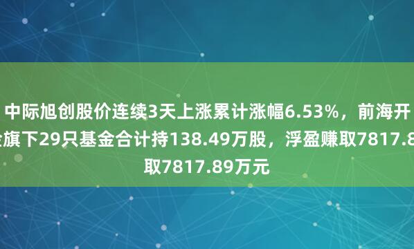 中际旭创股价连续3天上涨累计涨幅6.53%,前海开源基金旗下29只基金合计持138.49万股,浮盈赚取7817.89万元