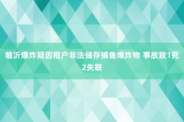 临沂爆炸疑因租户非法储存捕鱼爆炸物 事故致1死2失联