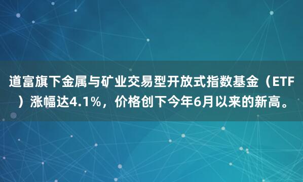 道富旗下金属与矿业交易型开放式指数基金（ETF）涨幅达4.1%，价格创下今年6月以来的新高。