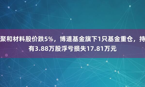 聚和材料股价跌5%，博道基金旗下1只基金重仓，持有3.88万股浮亏损失17.81万元