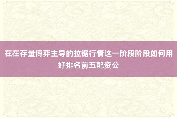 在在存量博弈主导的拉锯行情这一阶段阶段如何用好排名前五配资公