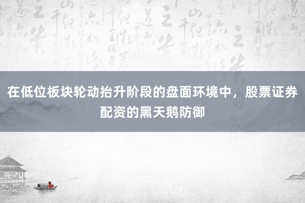 在低位板块轮动抬升阶段的盘面环境中，股票证券配资的黑天鹅防御