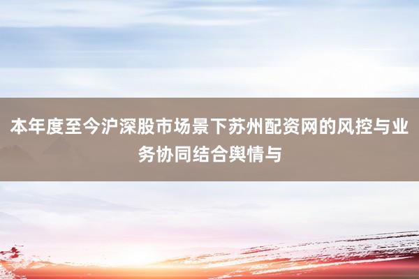 本年度至今沪深股市场景下苏州配资网的风控与业务协同结合舆情与