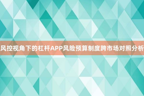 风控视角下的杠杆APP风险预算制度跨市场对照分析
