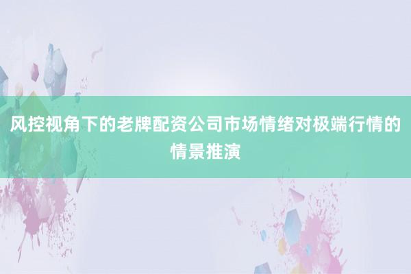 风控视角下的老牌配资公司市场情绪对极端行情的情景推演