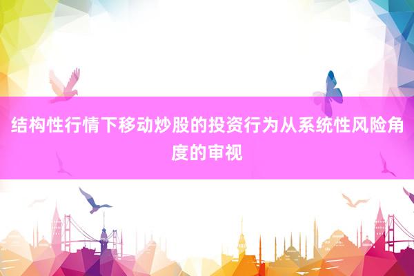 结构性行情下移动炒股的投资行为从系统性风险角度的审视