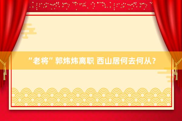 “老将”郭炜炜离职 西山居何去何从？