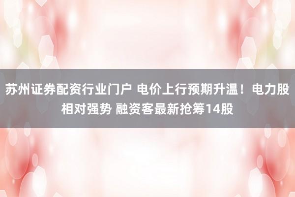 苏州证券配资行业门户 电价上行预期升温！电力股相对强势 融资客最新抢筹14股